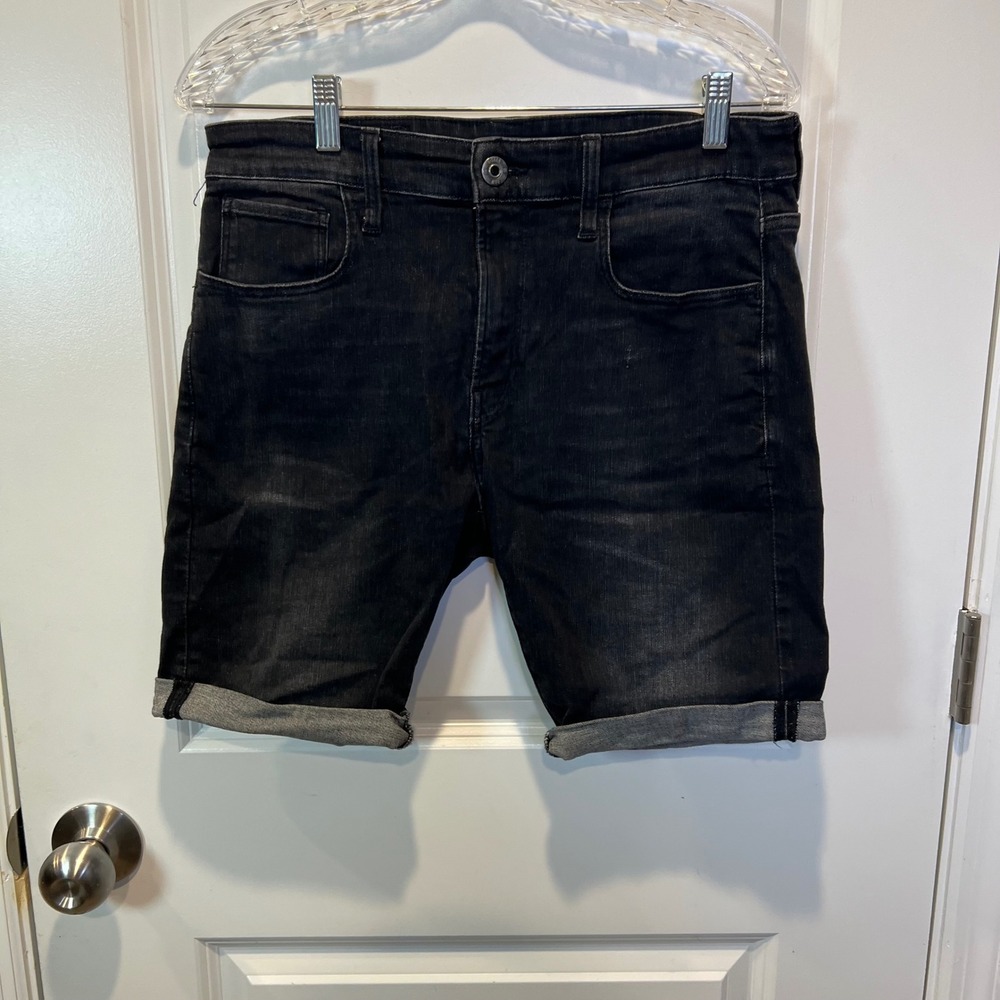 G-Star RAW 3301‎ Slim Denim Shorts Black Cuffed 33 Streetwear Utility